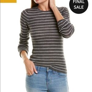 New VINCE Gray White Ribbed Wool Sweater Size Small